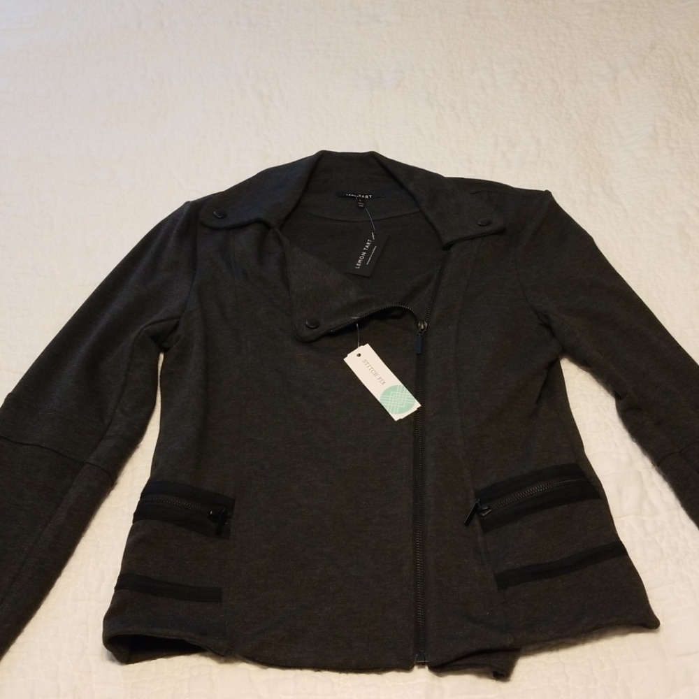 Lemon Tart (Stitch Fix) French Terry Moto Jacket